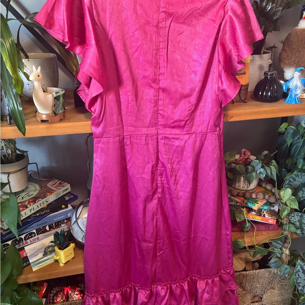 Rachel Parcell Pink Metallic Ruffle Midi Dress - Picture 4 of 4